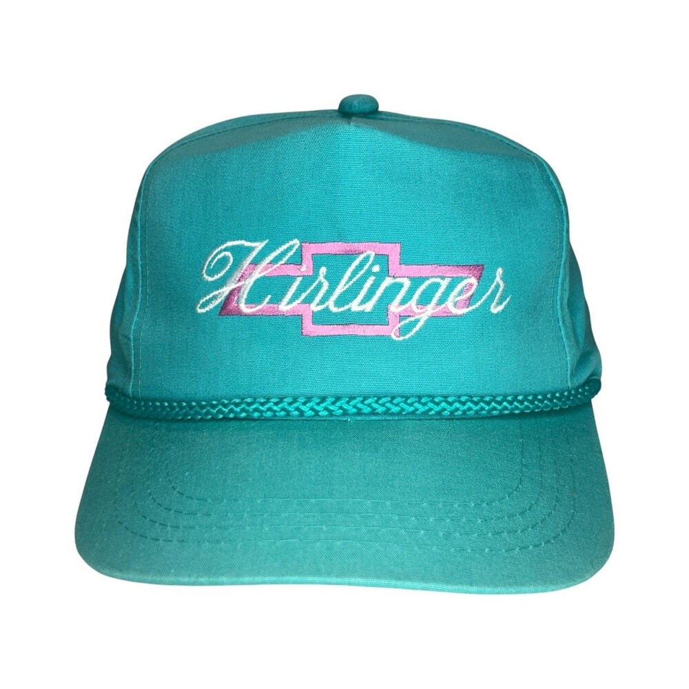 Vtg Chevrolet Chevy Snapback Hat Blue Pink Rope 90s Mens Turquoise Dealership